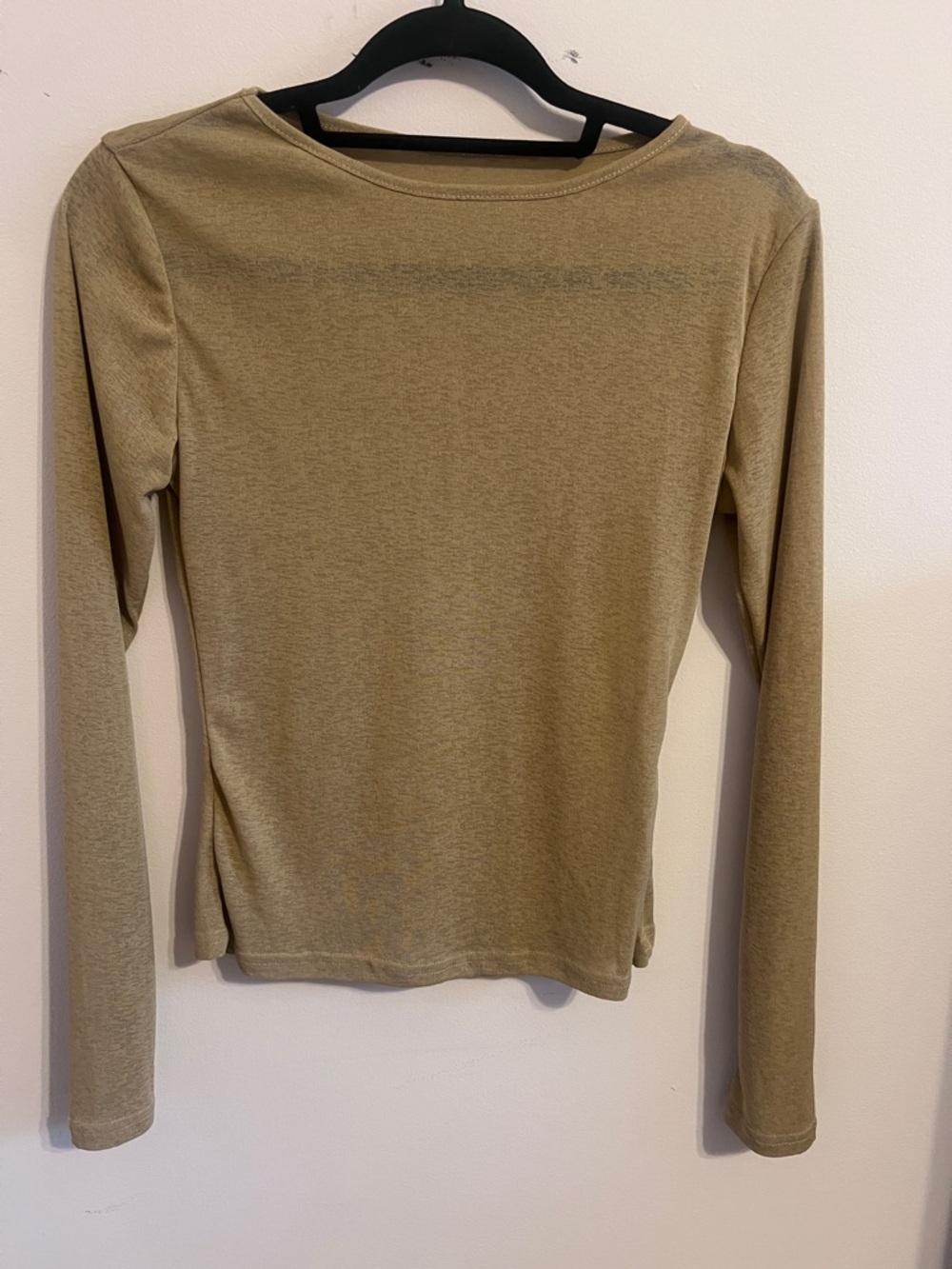 Long Sleeve Women's sheer Top in light Olive Green